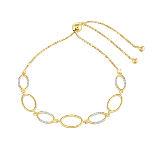 Goldplattiertes Silberarmband mit weißem Diamant