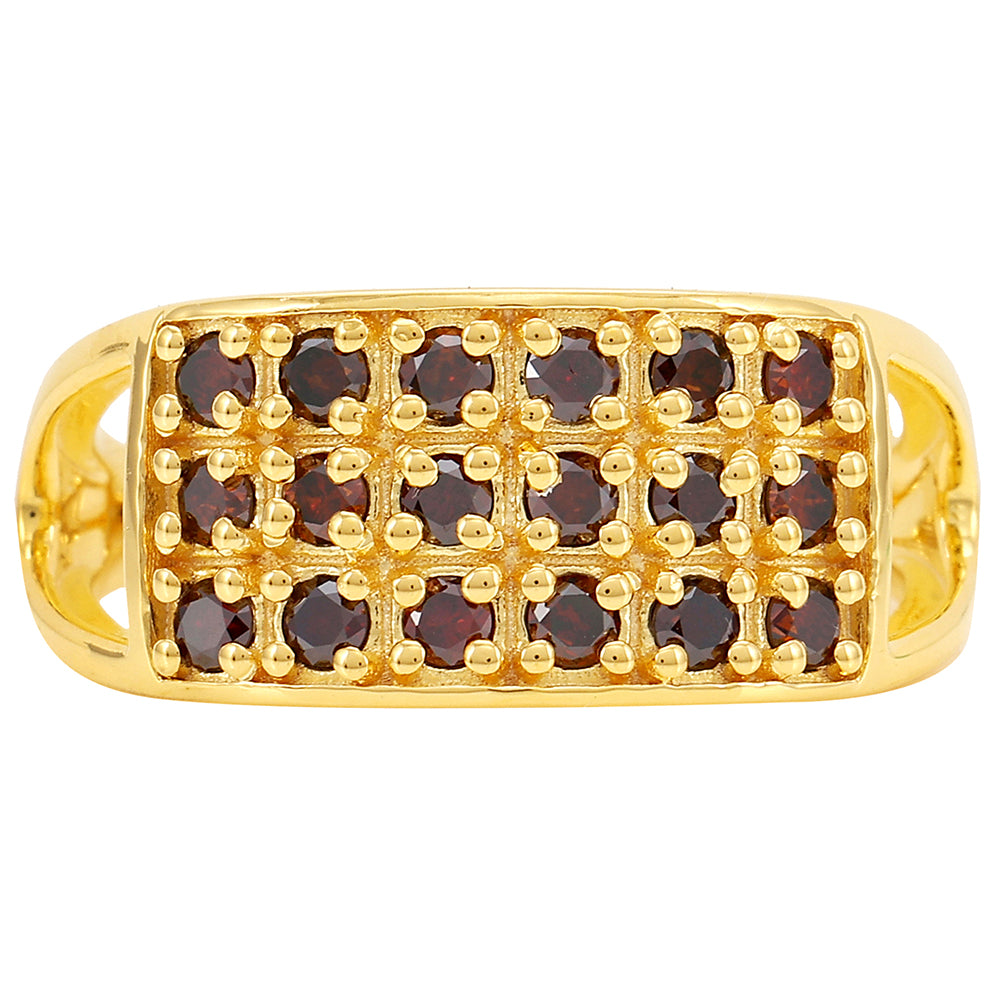 Goldplattierter Silberring mit rotem Diamant 1 