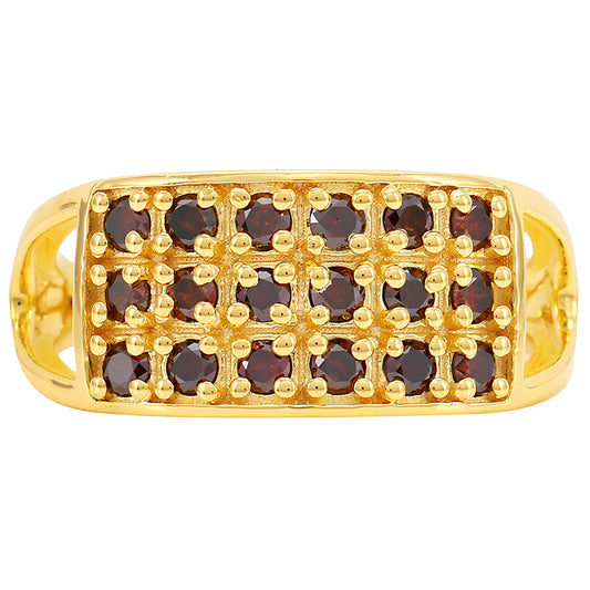Goldplattierter Silberring mit rotem Diamant