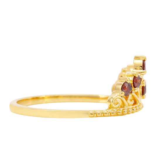Goldplattierter Silberring mit rotem Diamant