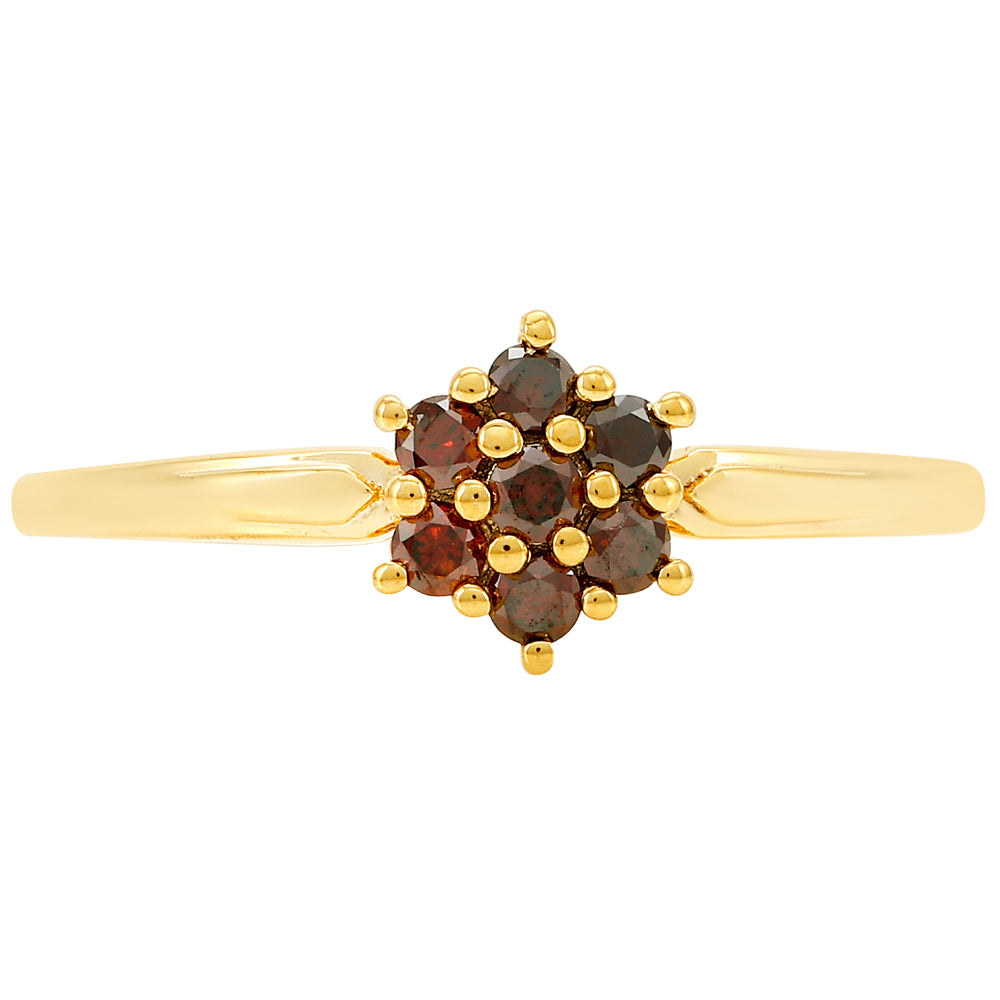 Goldplattierter Silberring mit rotem Diamant