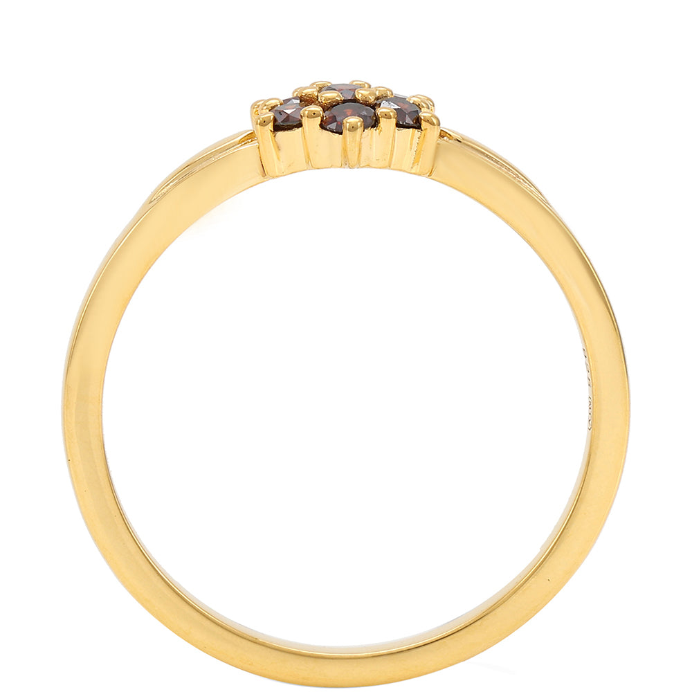Goldplattierter Silberring mit rotem Diamant 4 