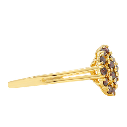 Goldplattierter Silberring mit rotem Diamant