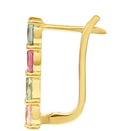 Goldplattierte Silberohrringe mit regenbogenfarbenem Turmalin aus Pelmadulla