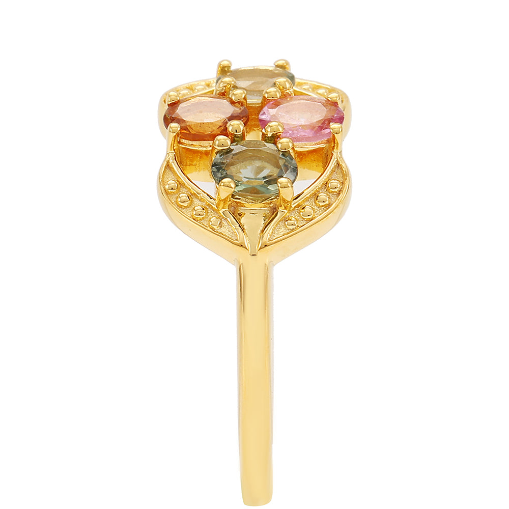 Goldplattierter Silberring mit regenbogenfarbenem Turmalin aus Pelmadulla 3 