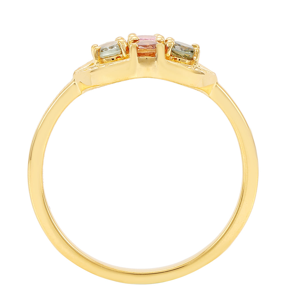 Goldplattierter Silberring mit regenbogenfarbenem Turmalin aus Pelmadulla 4 