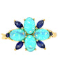 Goldring mit äthiopischem Paraiba-Blauopal und blauem Saphir