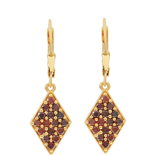 Goldplattierte Silberohrringe mit rotem Diamant
