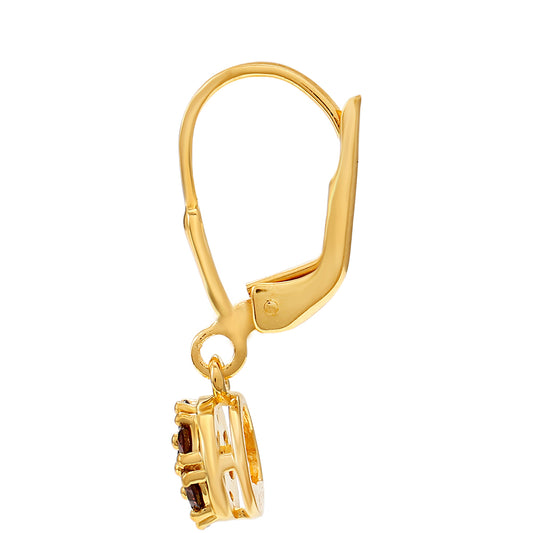 Goldplattierte Silberohrringe mit rotem Diamant
