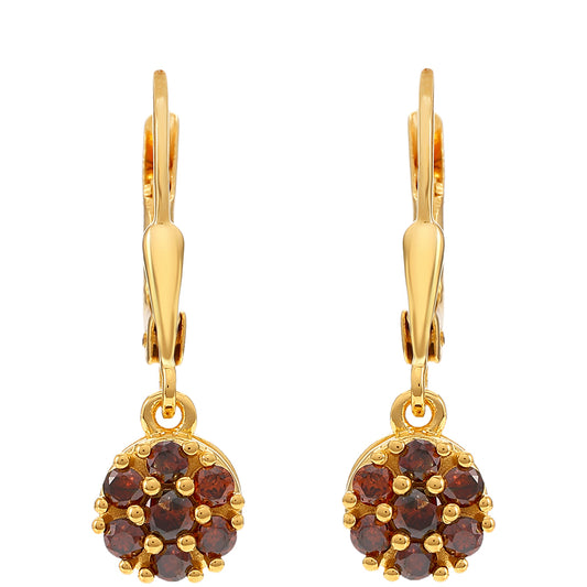 Goldplattierte Silberohrringe mit rotem Diamant