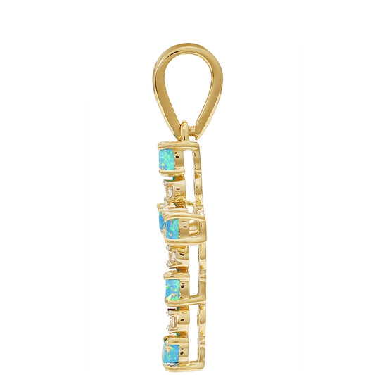 Goldanhänger mit äthiopischem Paraiba-Blauopal und weißem Topas