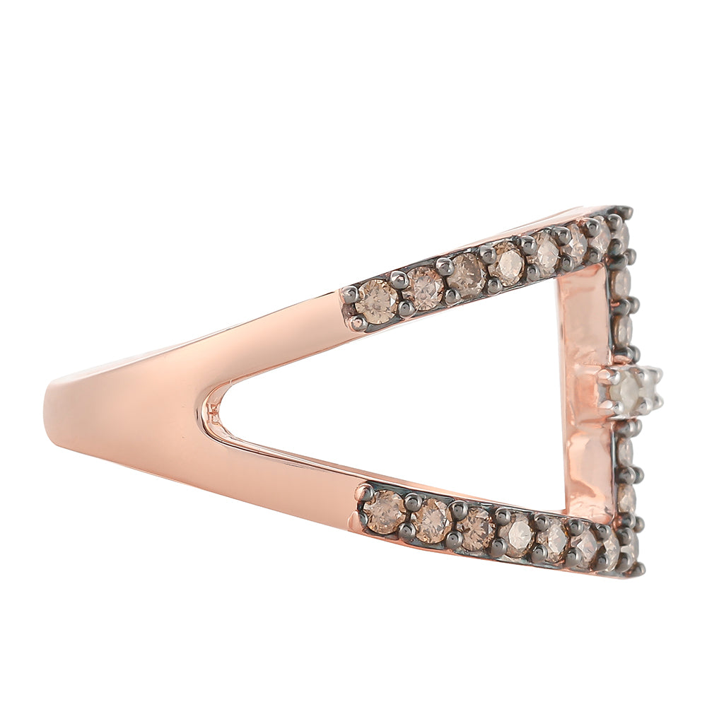Rosevergoldeter Silberring mit Champagner-Diamant und weißem Diamant 2 