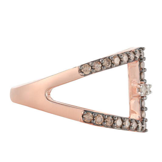 Rosevergoldeter Silberring mit Champagner-Diamant und weißem Diamant