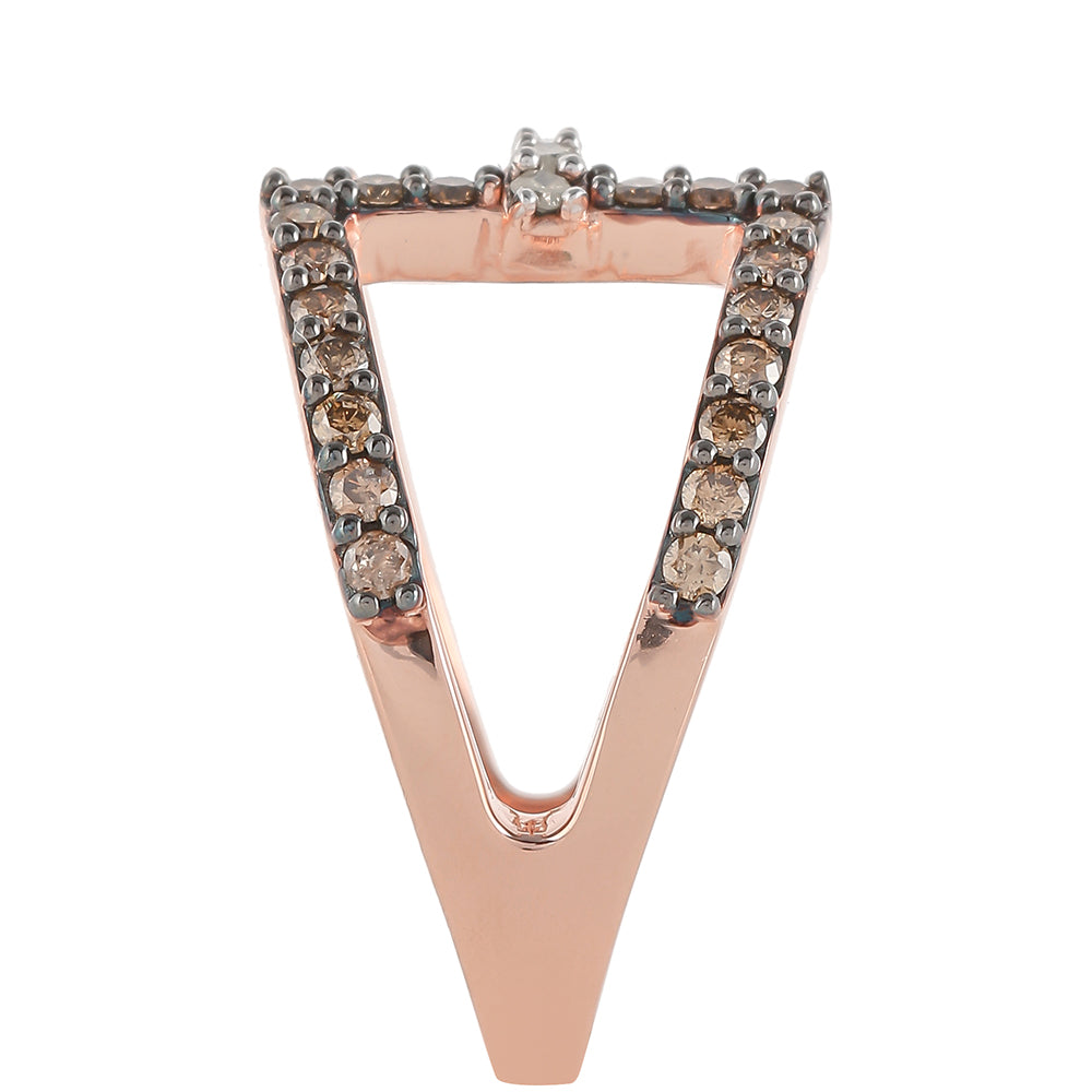 Rosevergoldeter Silberring mit Champagner-Diamant und weißem Diamant 3 