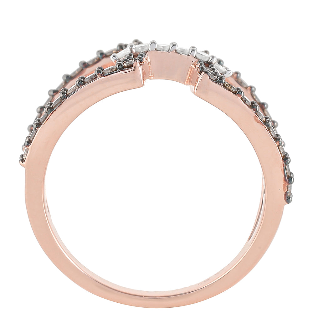 Rosevergoldeter Silberring mit Champagner-Diamant und weißem Diamant 8 