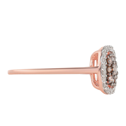 Rosevergoldeter Silberring mit Champagner-Diamant