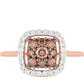 Rosevergoldeter Silberring mit Champagner-Diamant