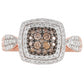 Rosevergoldeter Silberring mit Champagner-Diamant