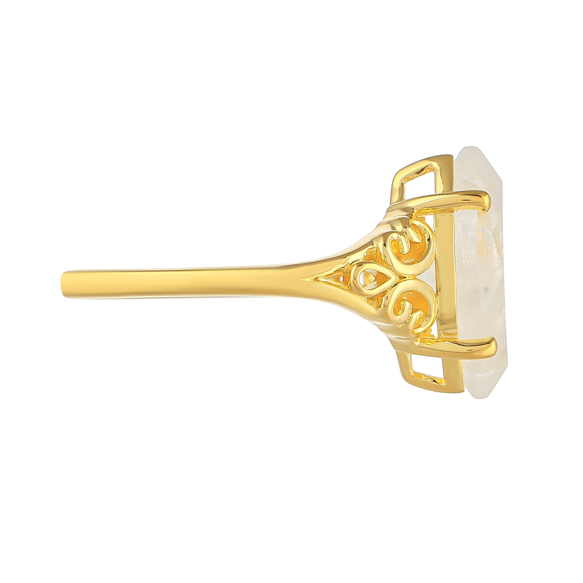 Goldplattierter Silberring mit Regenbogenmondstein 2 