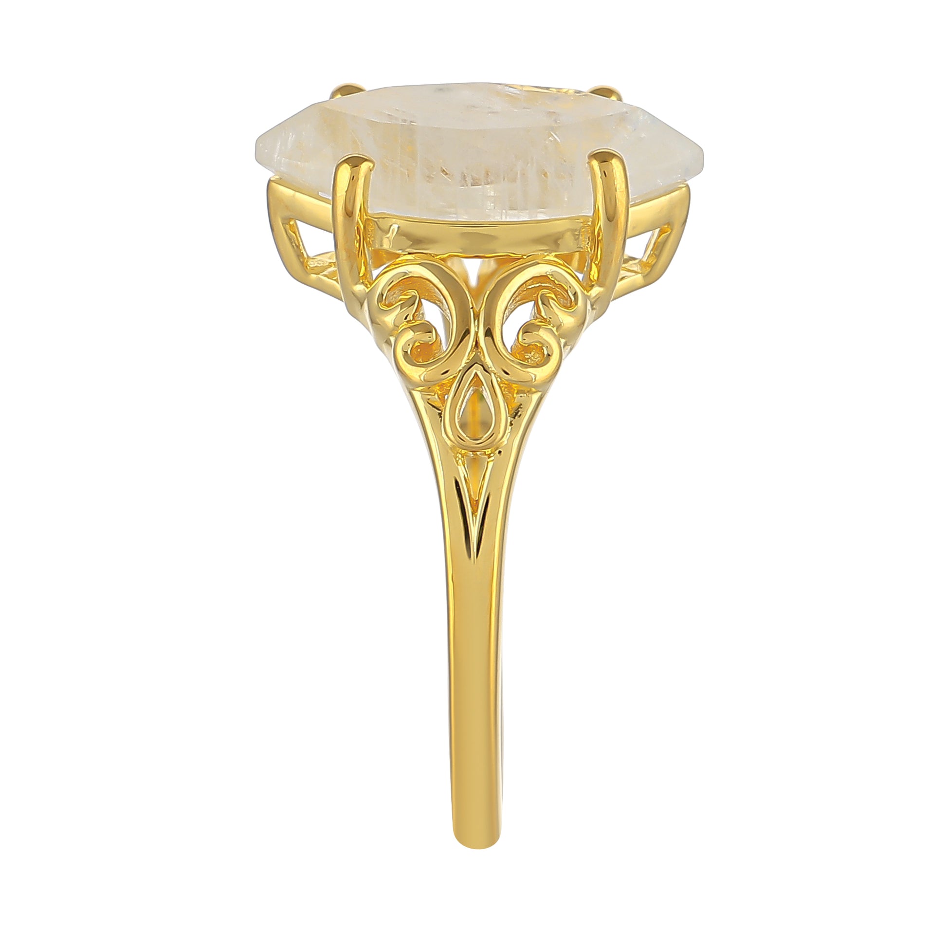 Goldplattierter Silberring mit Regenbogenmondstein 3 