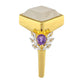Goldplattierter Silberring mit Regenbogenmondstein und brasilianischem Amethyst