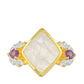 Goldplattierter Silberring mit Regenbogenmondstein und brasilianischem Amethyst