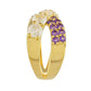 Goldplattierter Silberring mit Regenbogenmondstein und brasilianischem Amethyst