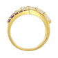 Goldplattierter Silberring mit Regenbogenmondstein und brasilianischem Amethyst
