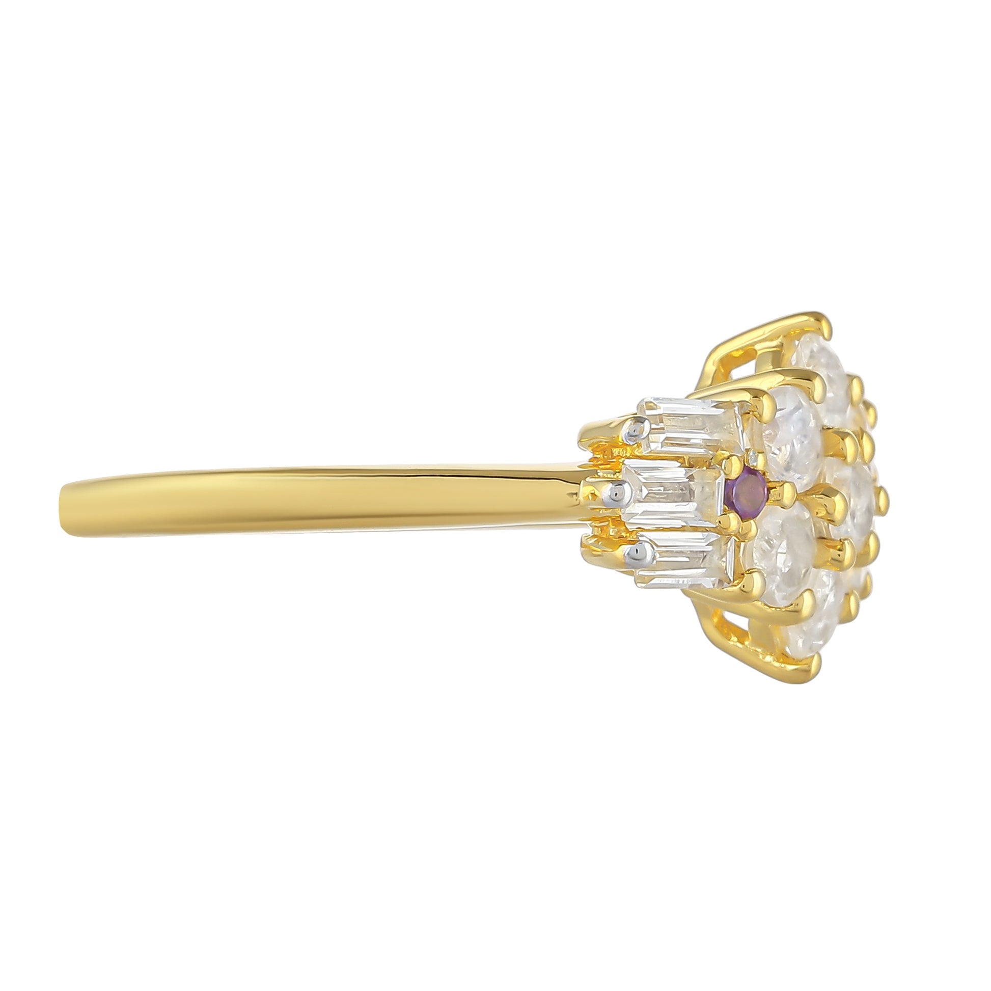 Goldplattierter Silberring mit Regenbogenmondstein und brasilianischem Amethyst 2 