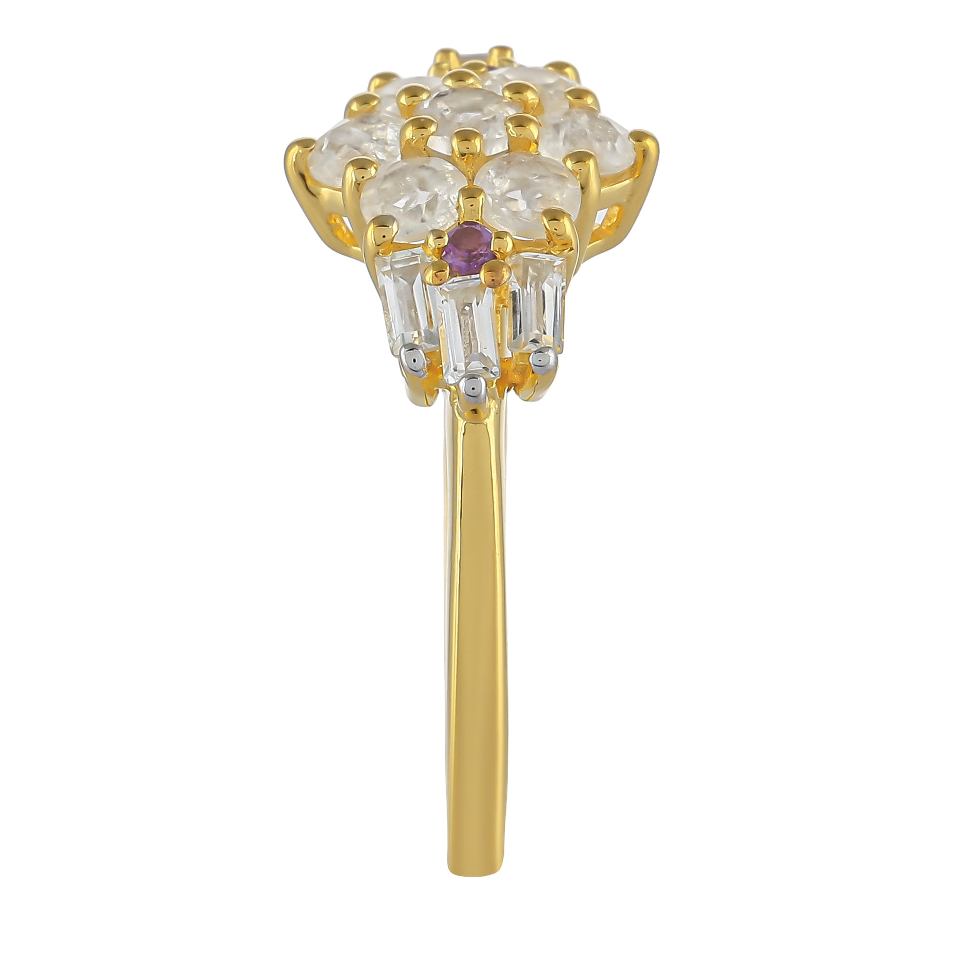 Goldplattierter Silberring mit Regenbogenmondstein und brasilianischem Amethyst 3 