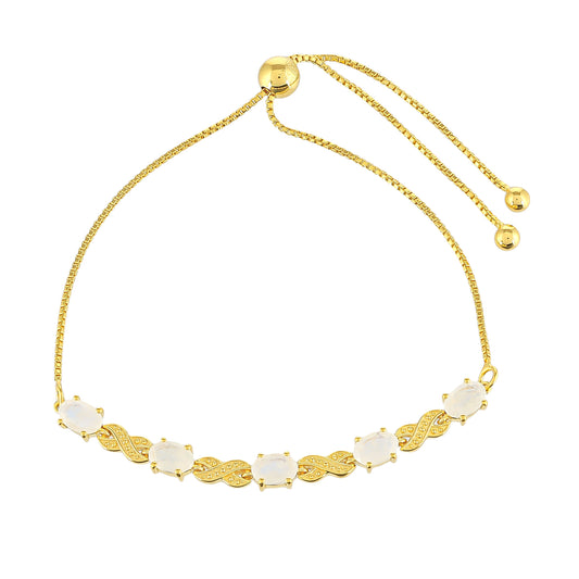 Goldplattiertes Silberarmband mit Regenbogenmondstein