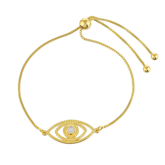 Goldplattiertes Silberarmband mit Regenbogenmondstein