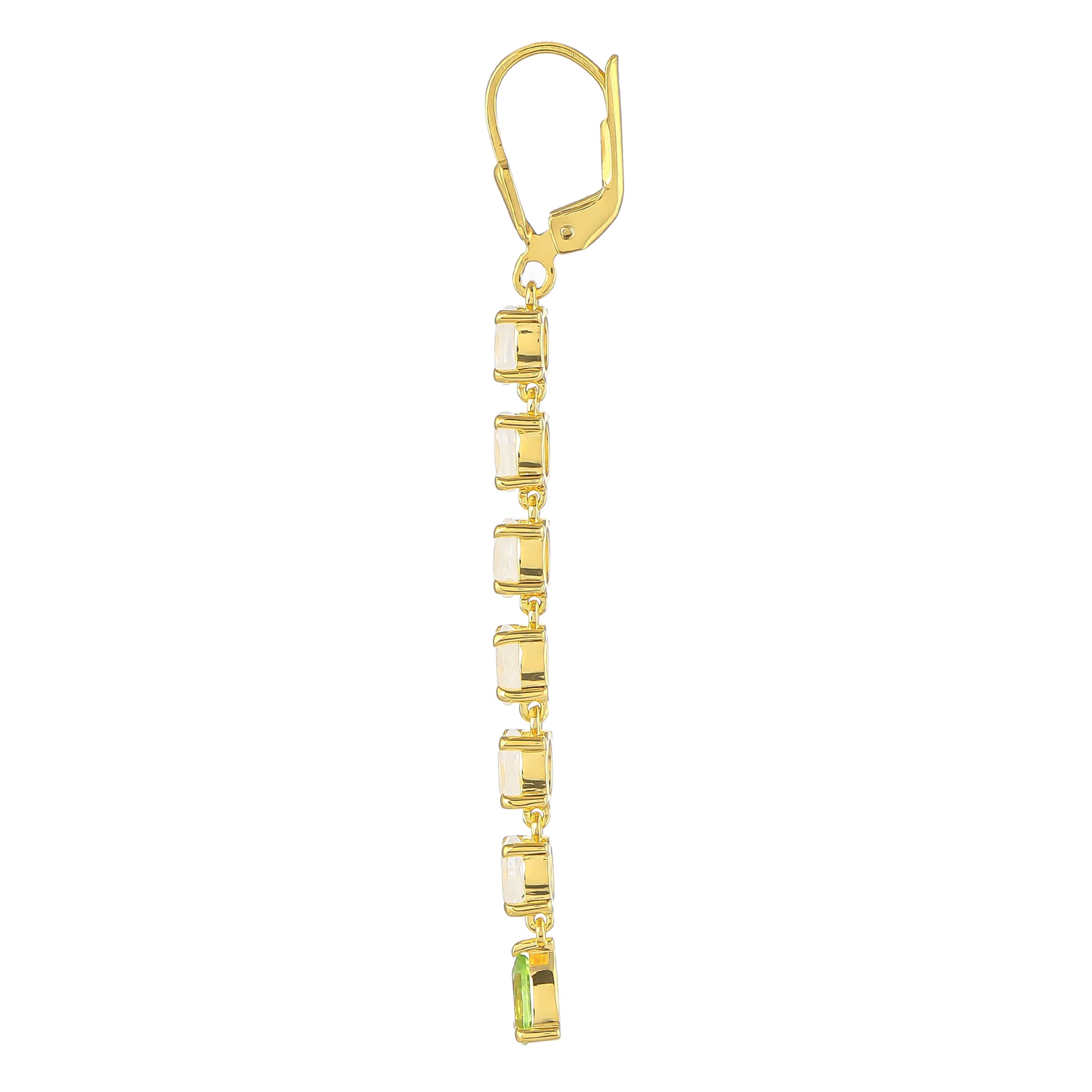 Goldplattierte Silberohrringe mit Regenbogenmondstein und Peridot 2 