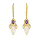 Goldplattierte Silberohrringe mit Regenbogenmondstein und brasilianischem Amethyst