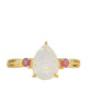 Goldplattierter Silberring mit Regenbogenmondstein und Thai Rubin