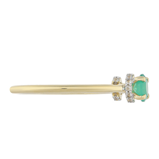 Goldring mit brasilianischem Smaragd und weißem Topas