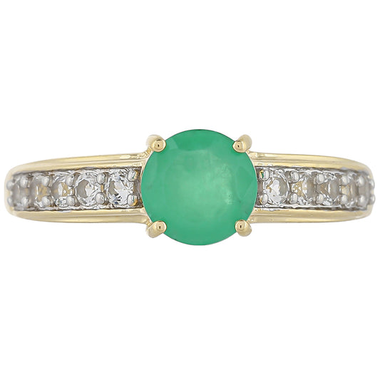 Goldring mit brasilianischem Smaragd und weißem Topas