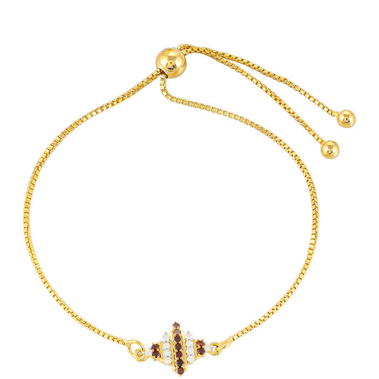Goldplattiertes Silberarmband mit rotem Diamant und weißem Diamant