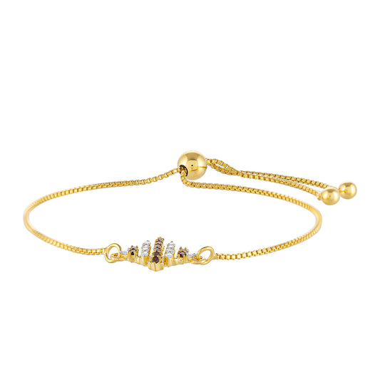 Goldplattiertes Silberarmband mit rotem Diamant und weißem Diamant