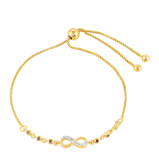 Goldplattiertes Silberarmband mit rotem Diamant und weißem Diamant