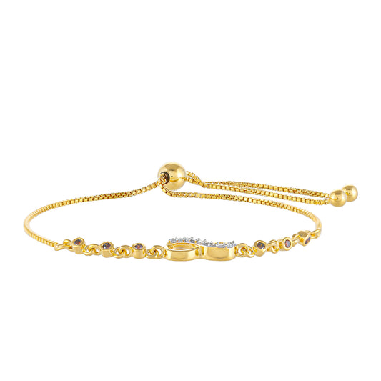 Goldplattiertes Silberarmband mit rotem Diamant und weißem Diamant