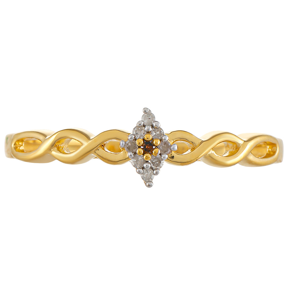 Goldplattierter Silberring mit rotem Diamant und weißem Diamant 1 