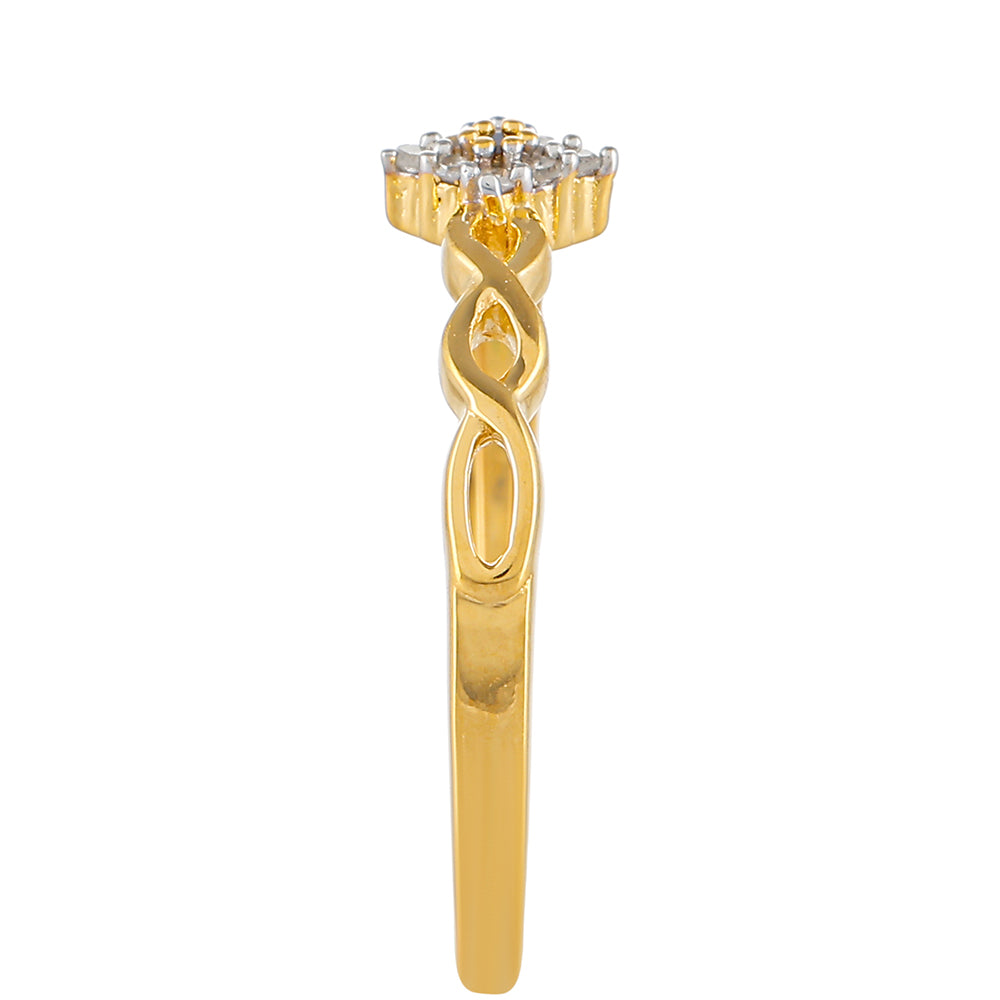 Goldplattierter Silberring mit rotem Diamant und weißem Diamant 3 