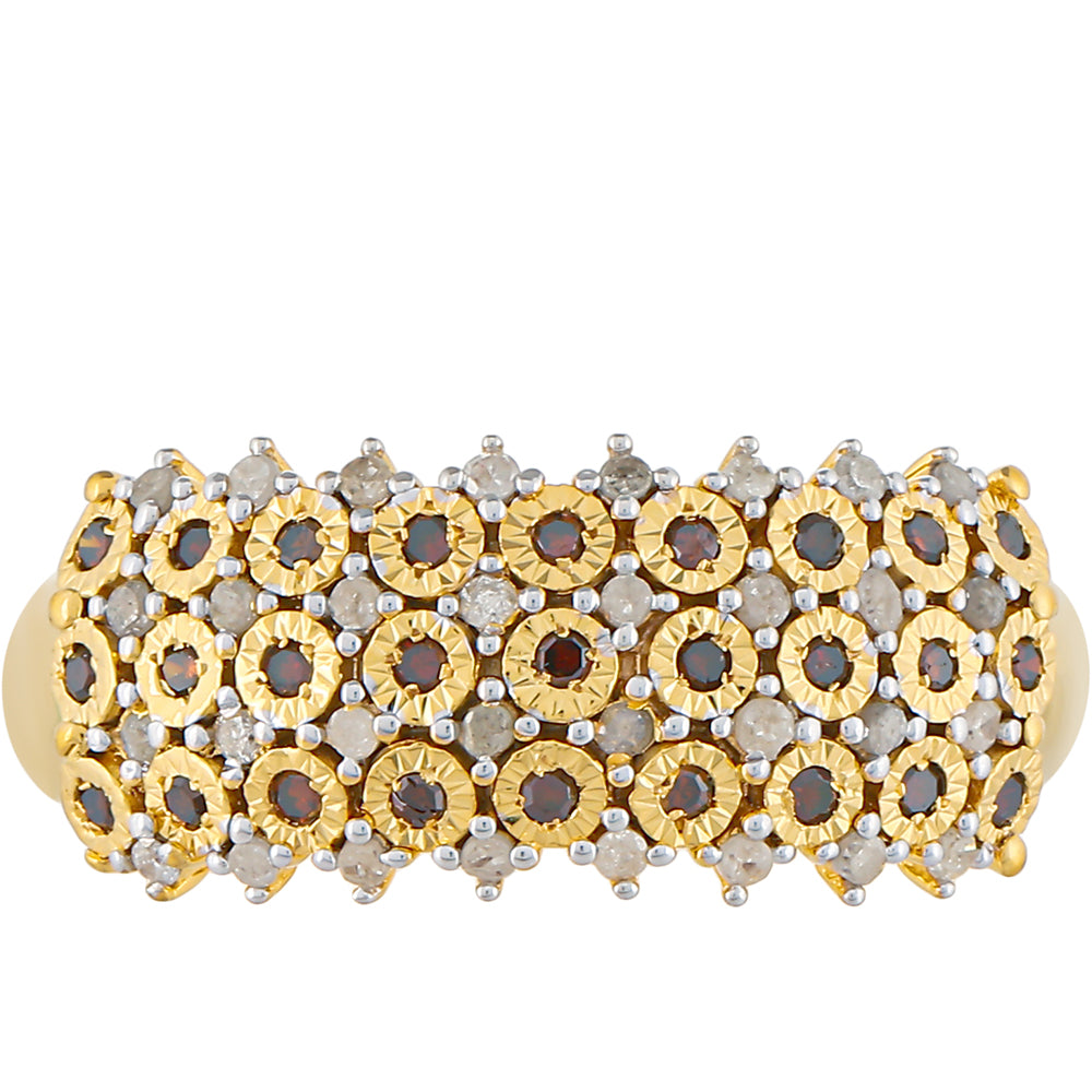 Goldplattierter Silberring mit rotem Diamant und weißem Diamant 1 