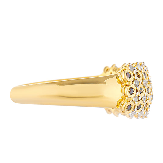 Goldplattierter Silberring mit rotem Diamant und weißem Diamant