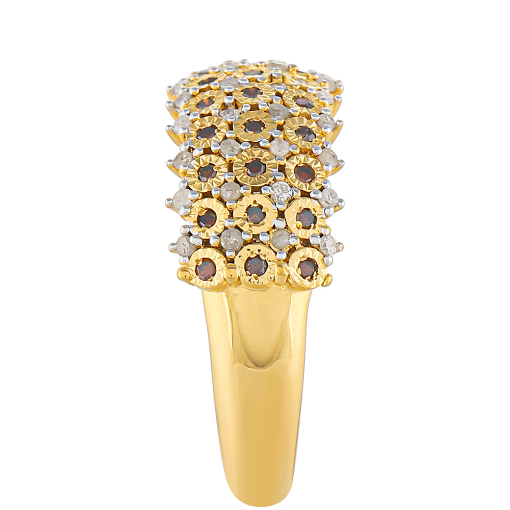 Goldplattierter Silberring mit rotem Diamant und weißem Diamant 3 