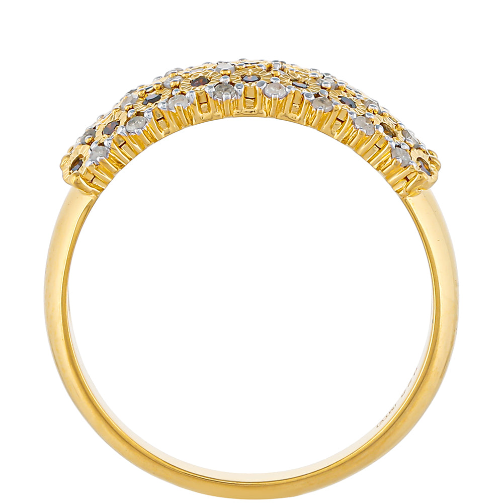 Goldplattierter Silberring mit rotem Diamant und weißem Diamant 4 