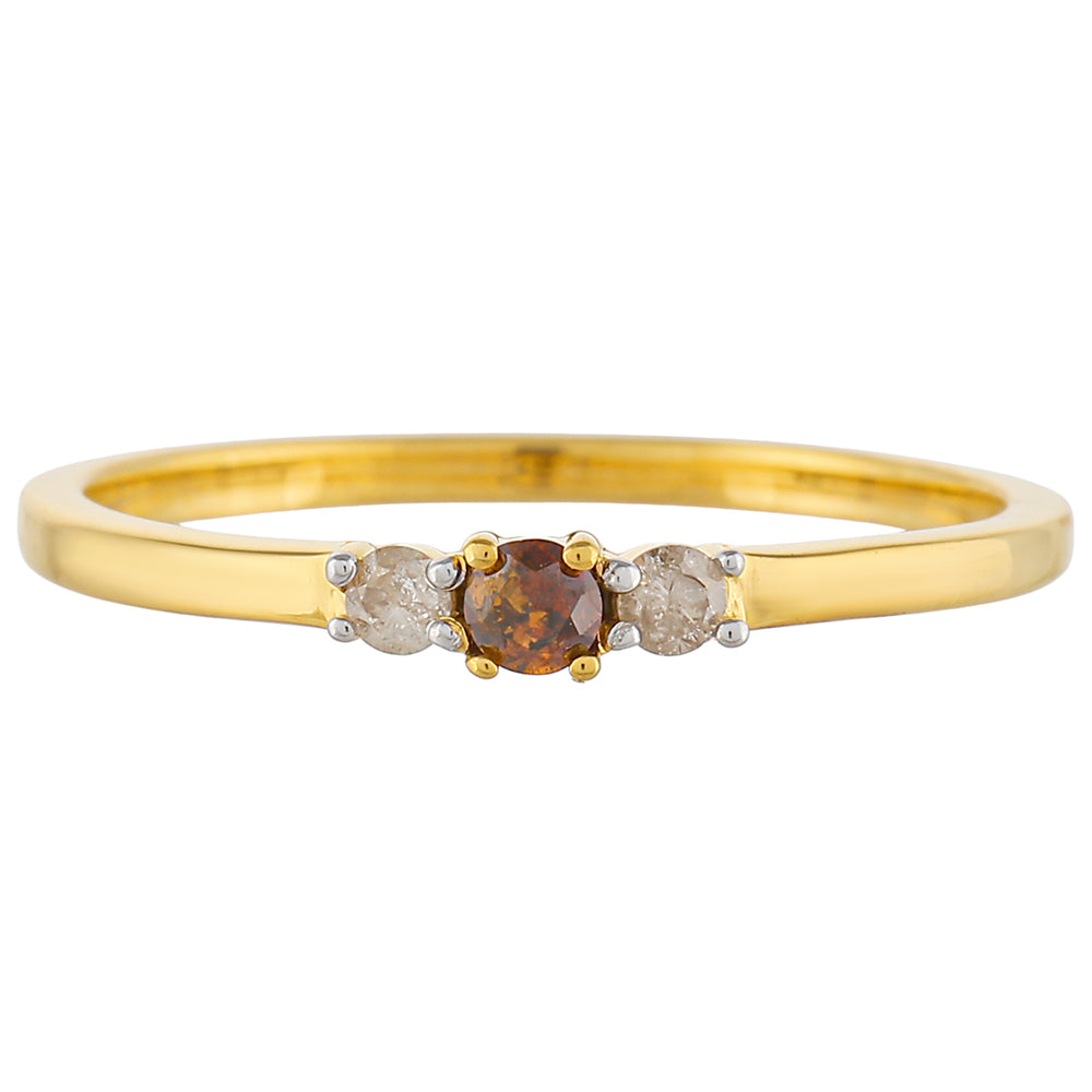 Goldplattierter Silberring mit rotem Diamant und weißem Diamant 1 