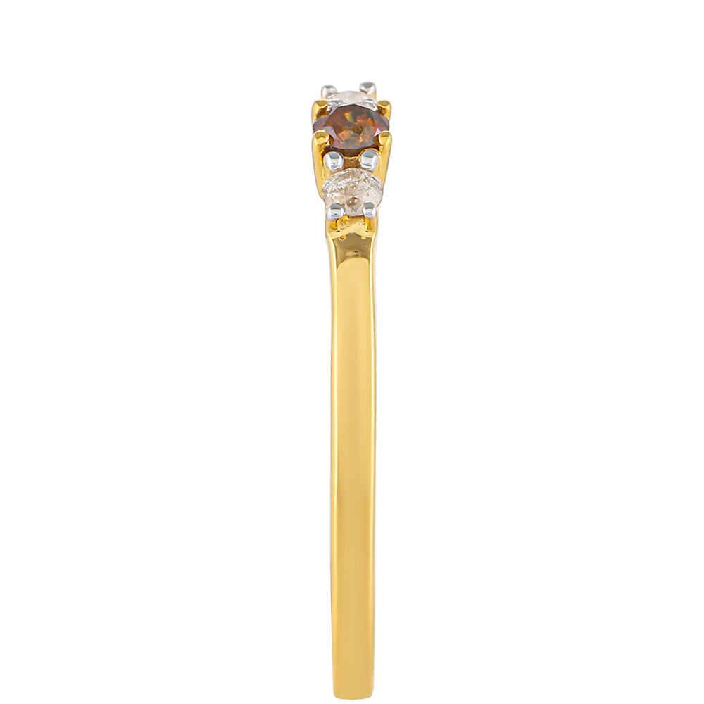 Goldplattierter Silberring mit rotem Diamant und weißem Diamant 3 