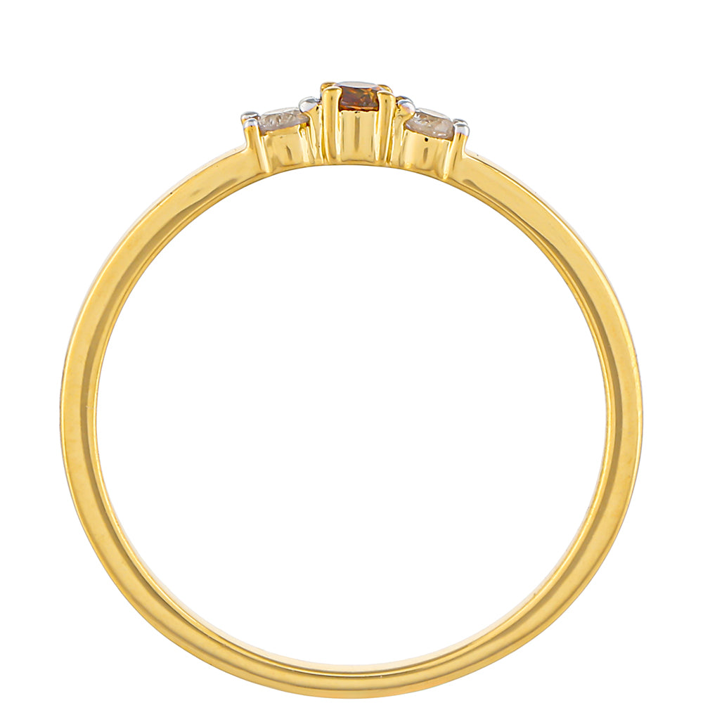 Goldplattierter Silberring mit rotem Diamant und weißem Diamant 4 